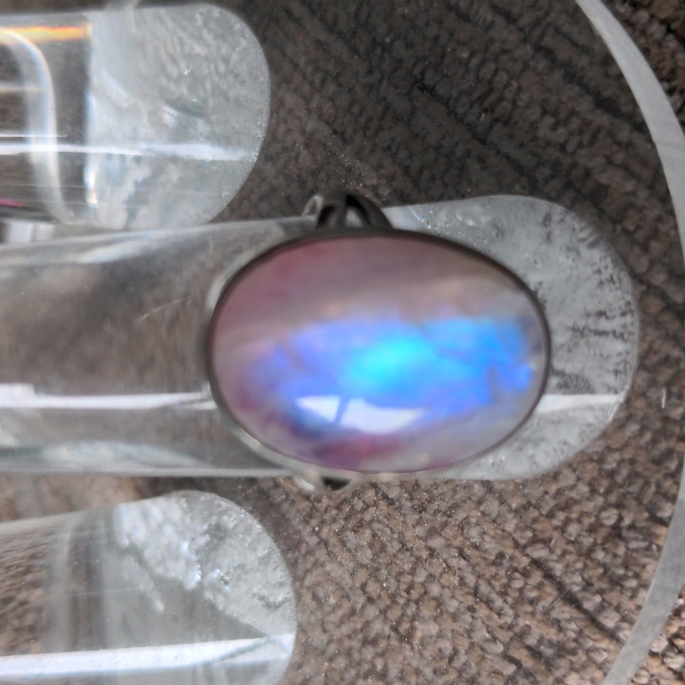 Sterling Silver Moonstone Ring,  8, New, Victorian Foil Design, Genuine Gemstone - Picture 3 of 7